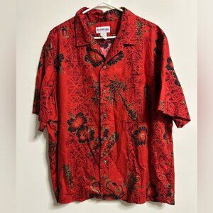 Aloha Line Hawaii Vintage Red Button Up Hawaiian Shirt